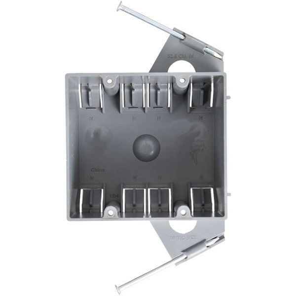 Adamax 2-Gang New Work Electrical Outlet Box for Residential and Light Commercial Applications, 32 cu in AG232
